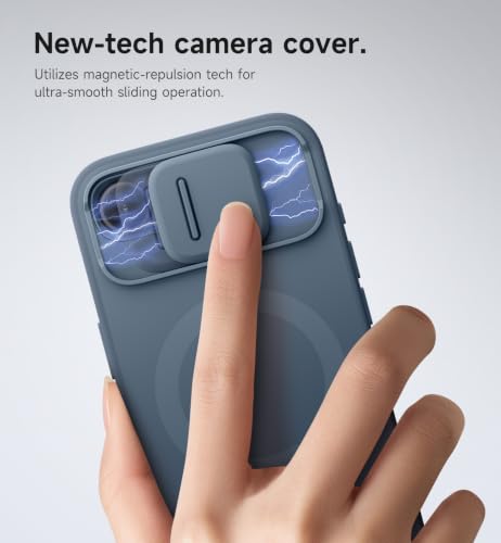 Image of SURITCH for iPhone 17e /16e Case with Magnetic Camera Slide Cover and Adjustable Kickstand, Compatible with MagSafe, Shockproof Bumper Case Slim Protective Cover 6.1 Inch,Blue