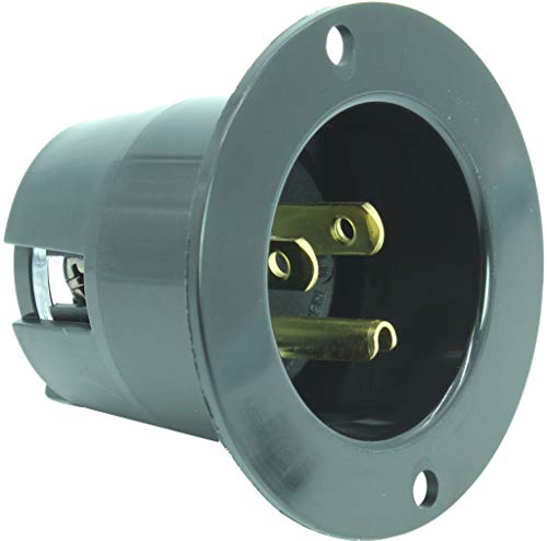 Journeyman-Pro 5278 15 Amp 120-125 Volt, NEMA 5-15 Flanged Inlet, Black Commercial Grade