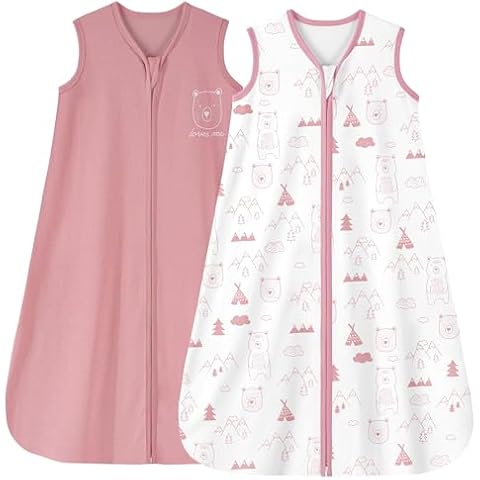 Looxii Baby Sleep Sack 6-12 Months Wearable Blanket for Babies 100% Cotton 0.5 TOG Toddler Sleeping Sack with 2-Way Zipper Baby Sleep Sack 2 Pack Cover