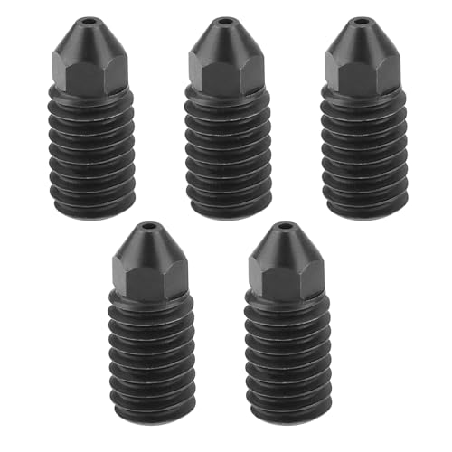 ECSiNG Pack of 5 0.6 mm 3D Printer Nozzles, 9 x 3 mm, Hardened Extruder Nozzles Made of Hardened Steel, Compatible with 