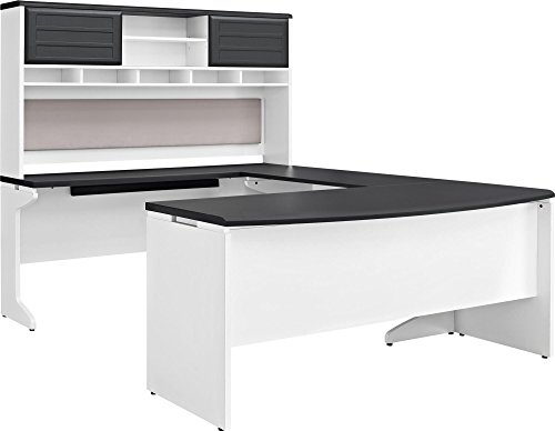 Ameriwood Home Pursuit U-Shaped Desk with Hutch Bundle, Gray