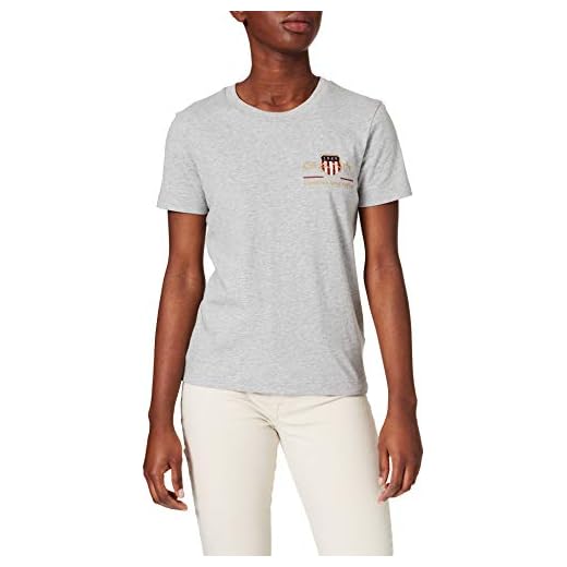 GANT Dam Archive Shield Ss T-shirt, Grå melange, L