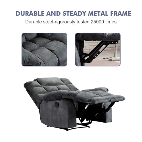 image for ANJHOME Single Recliner Chairs for Living Room Overstuffed Breathable 