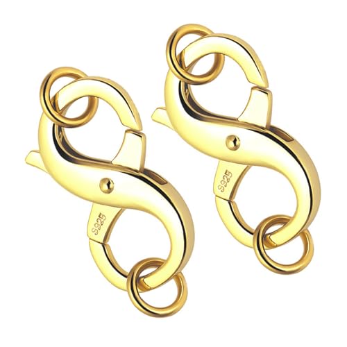 Ryaupy 2 Piezas Cierre De Langosta Plata De Ley 925, Mosquetón Doble Apertura Para Pulseras, Collares Y Joyería Diy, Conector Seguro Y Resistente, Accesorios Para Reparación Y Fabricación Oro