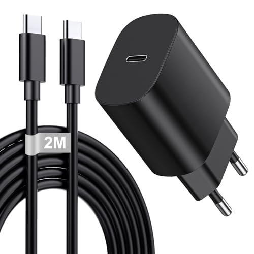 Cargador USB C Carga Rapida 25W con 2M Cable para Samsung Galaxy S25/S24 ultra/S24/S23/S21/S20/S10/Note 20 ultra/A55/A54/A35/A25/Fold 5, Enchufe Tipo C para Carregador para Samsung Fast Charger USB C