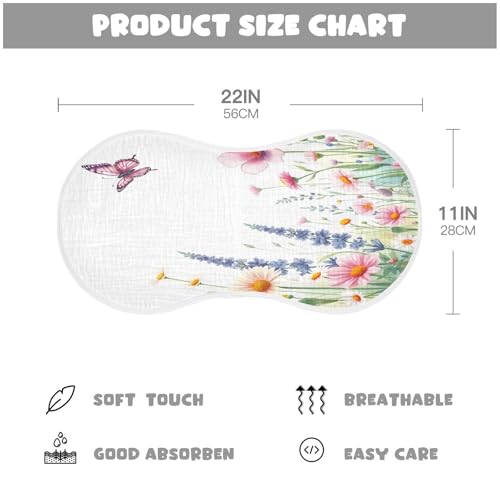Beautiful Flowers Burp Cloths Cotton Baby Washcloths,Large 22x11in Burping Cloth Absorbent and Soft for Newborn Baby Boys and Girls,2 Pack4