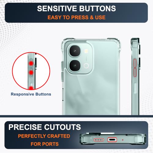 Image of CEDO Cover for IQOO Z11x / Vivo T5x / Vivo Y51 Pro (5G) | Camera Protection Shockproof Bumper-Edge | 360 Degree Protection Acrylic Crystal Clear TPU+PC | Transparent Back Case Backcover (Transparent)
