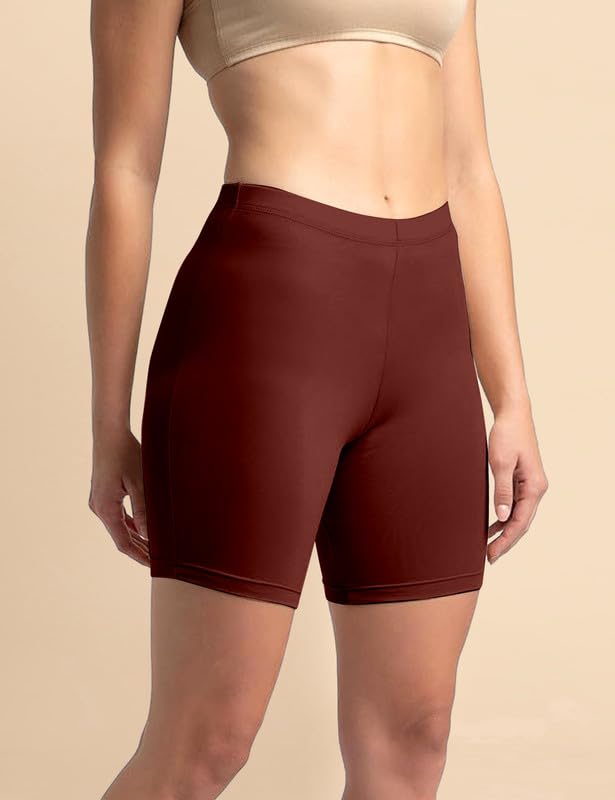 Image of TRENDMALLS Women's High Coverage Super Combed Cotton Elastane Stretch Mid Waist Shorties with Concealed Waistband Cycling Short