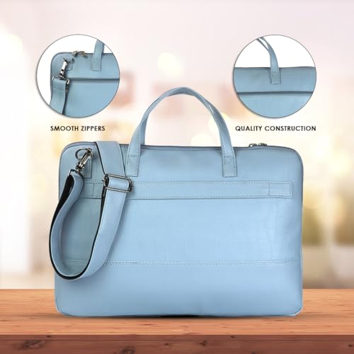 Image of Nautica Padded Laptop Sleeve Stylish Leatherette Bag | Waterproof Protective Cover with Handle & Detachable Sling Strap | Compact and Comfortable for Travelling | Suitable up to 15.6 Inch Laptop
