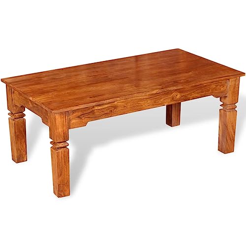 sephironlbb Table basse en bois massif 110 x 60 x 45 cm - Acacia miel - Aspect palissandre - Table basse robuste pour salon - Fabriquée à la main - Grain...