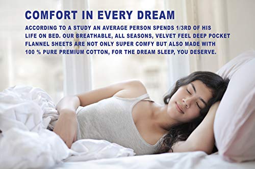 Ruvanti 100% Cotton 4 Pcs Flannel Sheets Full, Deep Pocket, Warm, Super Soft, Breathable, Moisture Wicking Full Size Sheet Sets, Bed Sheets Include Flat, Fitted Sheet,2 Pillowcase -Solid Green #TOP7