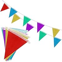Winsome Bunting Flags Multi Colour Pvc Plastic Pennant Banner - Waterproof Colourful Double Sided For Birthday Party Baby Shower, And Sporting Events | 33 Feet Long 20