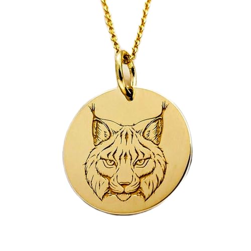 Collier pendentif Lynx en argent sterling plaqué or et sa maille câble raffinée