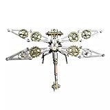 Mechanical Metal DIY 3D Dragonfly Model Insect Brass Puzzle Steampunk Electric Mechanical, Assembly DIY Gift Craft Hobby for Men (Dragonfly B)