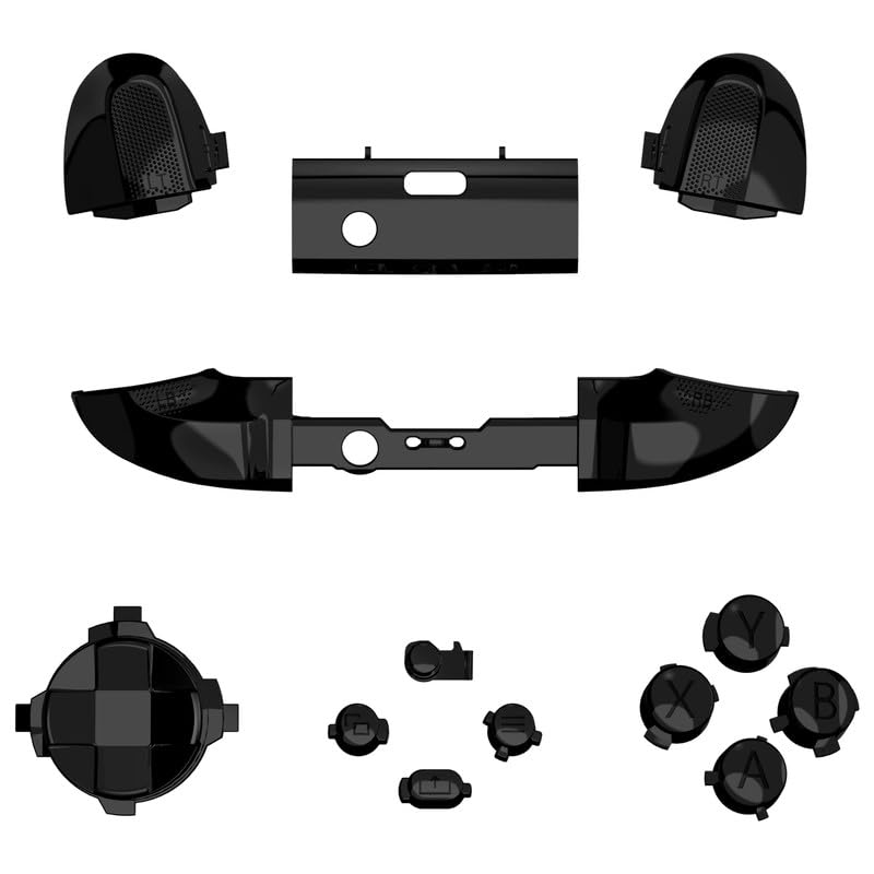eXtremeRate Replacement Buttons for Xbox Series X & S Controller, Chrome Black Custom Accessories Bumpers Trigers Dpad ABXY Start Back Sync Share Keys Parts for Xbox Core Wireless Controller