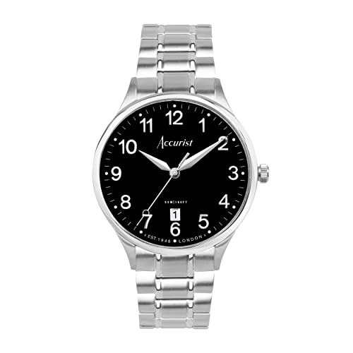 Accurist Montre analogique classique en acier inoxydable argenté 37 mm