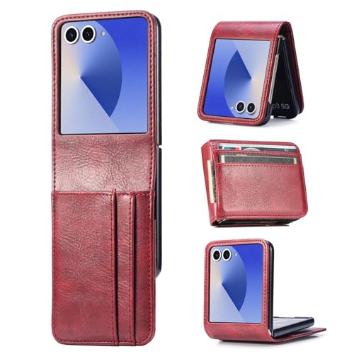 Étui portefeuille pour Samsung Galaxy Z Flip 7 évitez les rayures housse cuir rouge