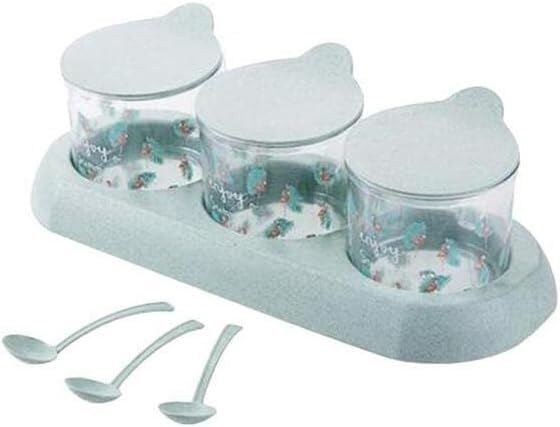 Pots d'assaisonnement, boîte à épices, boîte d'assaisonnement mignonne, bocaux à condiments ménagers transparents, récipient de cuisine, sel, poivre, sucrier, pots à épices culinaires simples (couleur