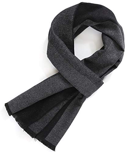 FULLRON Men Winter Scarf Cashmere Cotton Scarves - Black, Gray