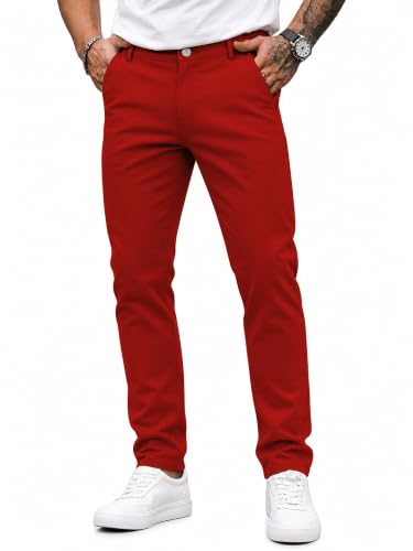 Image of HUNGSON Mens Chinos Dress Pants Slim Fit Stretch Business Casual Golf Work Slacks Trousers