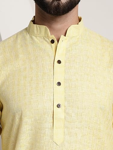 Image of SOJANYA (Since 1958 Men's Cotton Blend Checked Kurta and Churidar Pyjama Set