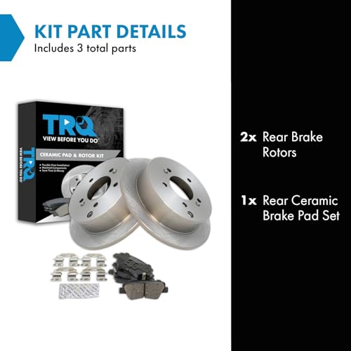 Image of TRQ Rear Brake Pad and Rotor Set Ceramic Compatible with 2016 Kia Sportage All Wheel Drive Rear with Manual Parking Brake