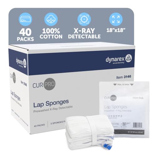 Dynarex 3146 CurPro Laparotomy Sponges - 18" x 18" - Estériles - Detectables por Rayos X miniatura 1