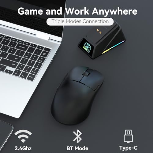 Image of AJ159 8Khz Ultralight Gaming Mouse with RGB Magnetic Screen Charging Dock -30K dpi Optical Sensor - Huanuo 100 Million Click - Ice Sensation Coating Trip-Mode Mice