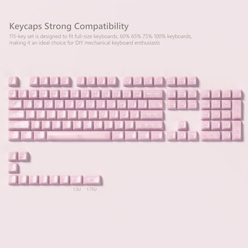 Image of Womier Keyboard Keycaps Jelly, Clear Cute Keycaps, Transparent Pink Key Cap | Custom Keycaps 60 65 75 100 Percent for Cherry MX, Kailh, Outemu, Gateron Mechanical Keyboards(MDA Profile)