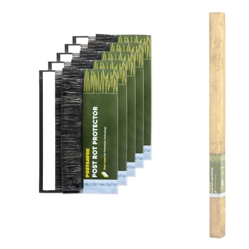 Postsaver Pro-Wrap Standard | Pack of 5 | Fits 3x3” to 4x4" Square and 3” to 5" Round Posts | Fence Protector | Dual-Layer Rot Protector | Wood Protector | 20-Year Guarantee (5)