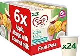 Cow & Gate Baby Food - Apple & Mango with Coconut Milk - Baby, Toddler and Kids Snacks - Fruit Pot Multipack - 6+ Months - 4x95g (24 Pots)