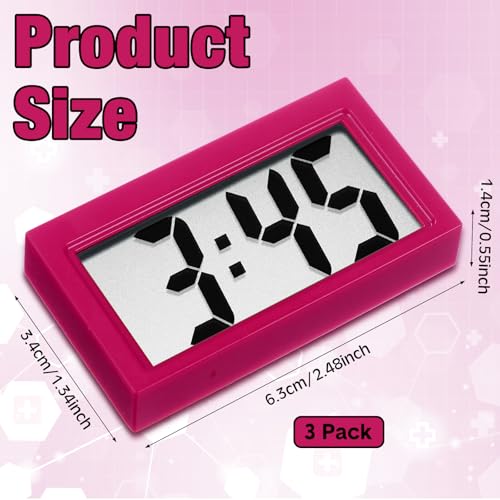 Image of Frienda 3 Pieces Mini Digital Clock Small Digital Clock Stick on Battery Operated Self Adhesive Bracket for Car Dashboard Fridge (Red)