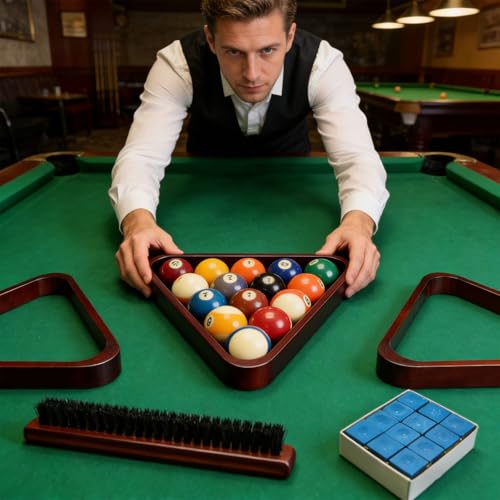 Équipement de billard professionnel avec cadre géométrique et triangle bois