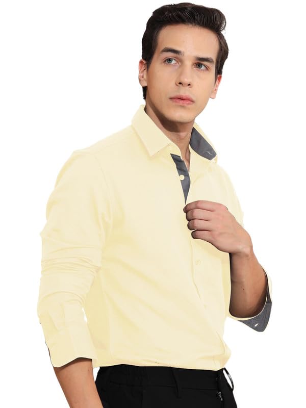 Image of Pinkmint Cotton Men's Shirt l Soild Casual Shirt l Long Sleeve Office Wear Shirt l Spread Collar Regular Fit Shirt Purple