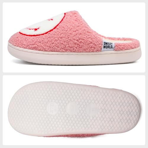 SMILEYWORLD Womens Mens Smile Face Slippers丨Comfy Warm Plush Slip On House Shoes丨Retro Funny Happy Smile Soft Memory Foam Slipper Indoor Outdoor3