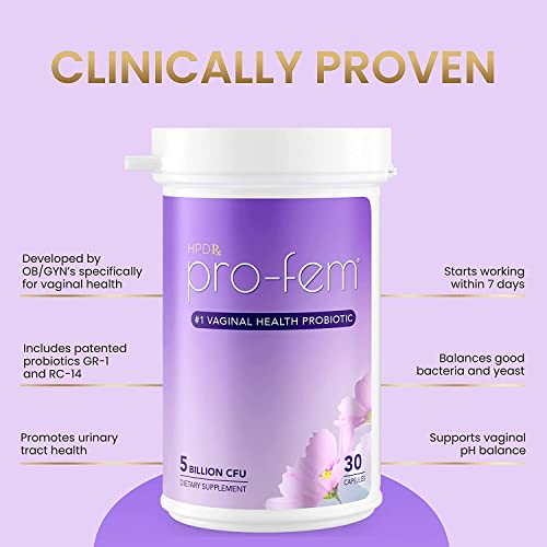 Image of HPD Rx Pro-Fem #1 Vaginal Health Probiotic | Vaginal Probiotics | Clinically Proven to Promote Yeast & PH Balance, Urinary Tract Health | Feminine Probiotics | Works in 7 Days | 30 Capsules | 6-Pack