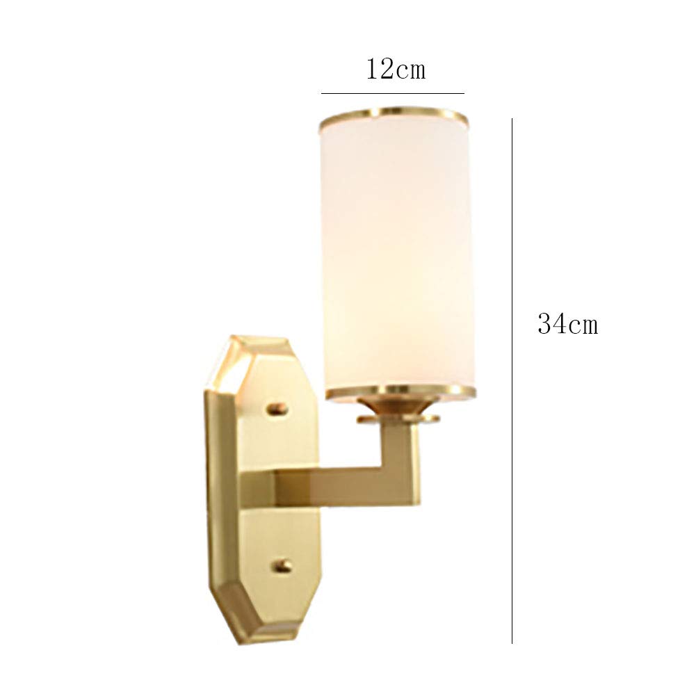 Moderno Negro Latón 2 Luces Lámpara De Pared Nórdico Lujo Aplique Pared Con Cilíndrico Lechoso Vidrio Escarchado Sombra Aplique De Pared Fxture Para Baño Pasillo-A de oro 1 luz