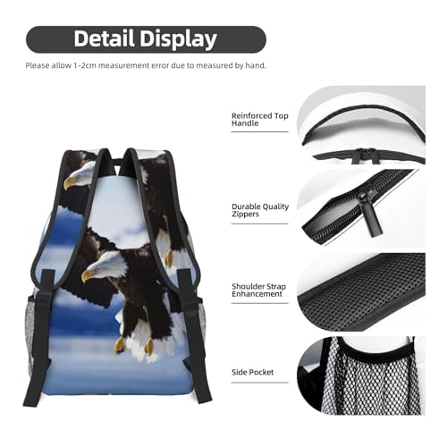 Sac à dos ordinateur imprimé aigle noir taille unique pour cabine