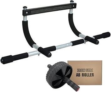 Iron Gym Pull-Up Bar - Total Upper Body Workout Bar for Doorway, Adjustable Width Locking, No Screws Portable Door Frame Horizontal Chin-up Bar, Fitness Exercise