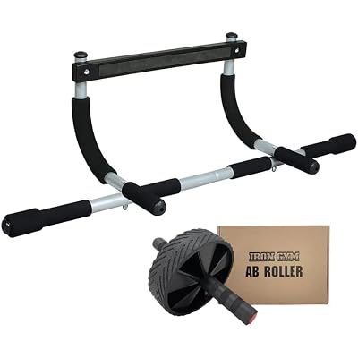 Iron Gym Pull-Up Bar - Total Upper Body Workout Bar for Doorway, Adjustable Width Locking, No Screws Portable Door Frame Horizontal Chin-up Bar, Fitness Exercise
