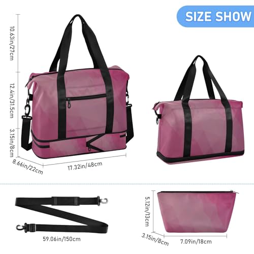 Pink Gradient Large Bag Sports Gym Tote Bag with Adjustable Strap for Trip Waterproof3