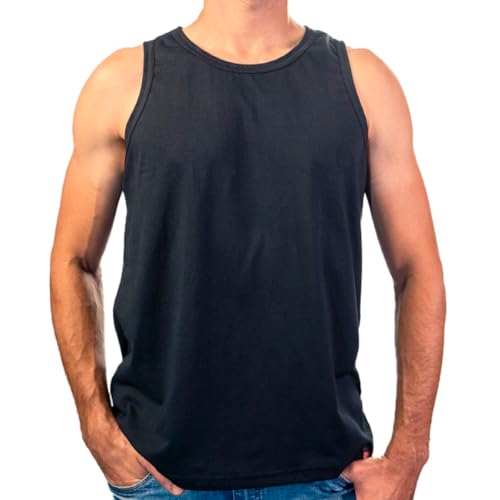 Camiseta Regata Masculina Premium Básica 100% Algodão (BR, Alfa, GG, Regular, Preto)