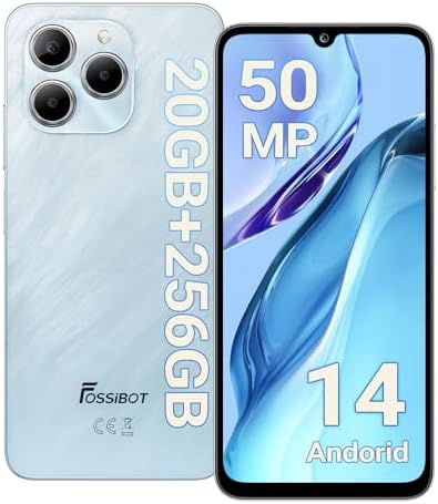 FOSSIBOT S2 Cell Phone, Android 14 Smartphone Unlocked, 6.72” FHD+ Display, 20(8+12GB)+256GB /1TB TF,5000mAh Battery, 50MP+16MP Camera, NFC, 4G, 3 Card Slots, Face& Fingerprint Unlock, GPS