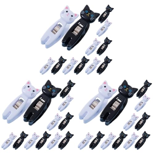 HOMSFOU 3 Sätze Katzen Clips Aus Multifunktionale Kunststoff Notizklammern Schwarz Und Weiß Für Memos Fotos Und Kleidung Praktisch Und Dekorativ Für Büro Und Reisen 12 Stück * 3