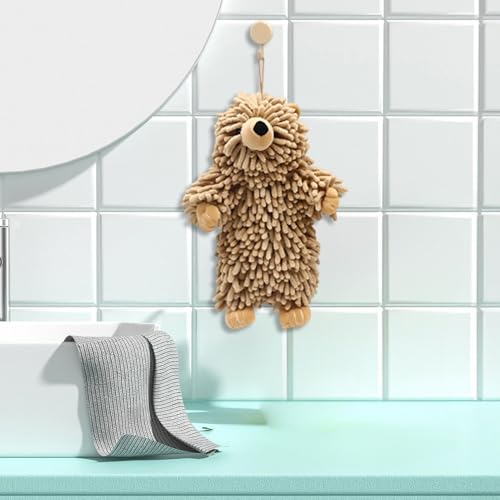 Toalla de mano de felpilla absorbente de oso para evitar la humedad y decorar el hogar 4