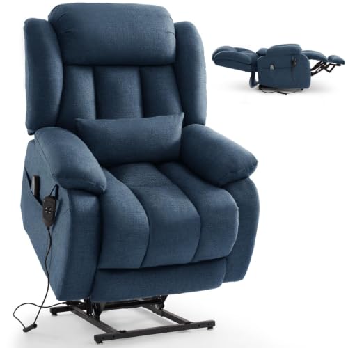 Image of Dual Motor Infinite Position Power Lift Recliner Chair for Elderly, Navy