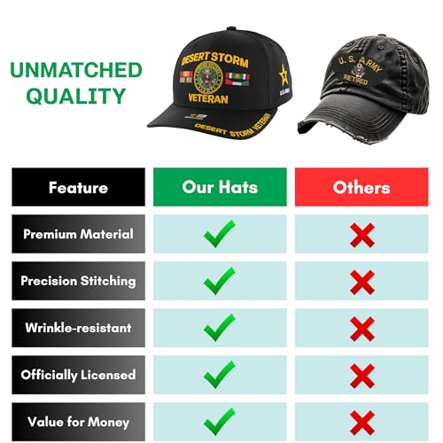 Image of Desert Storm Veteran Hat for Men Officially Licensed US Army Combat Veterans Embroidered Adjustable Baseball Cap