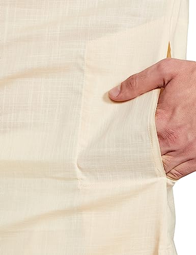 Image of Amazon Brand - Symbol Men's 100% Cotton Solid Long Length Casual Kurta - Regular Fit (Available in Plus Sizes)