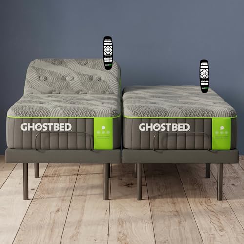 GhostBed Adjustable Bed Frame Split King 14" Cooling Memory Foam Mattress - Adjustable Electric Bed Base with Zero Gravity and Massage – Split King Adjustable Base with Mattress