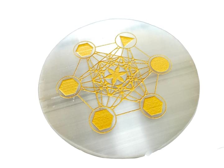 7 Chakra Selenite Engraved Carving Grid Plate